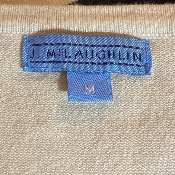 J McLAUGHLIN Wm’s Sz Med Green Blue  Cream Blue Stripe Henley Pull Over Shirts - Picture 7 of 9